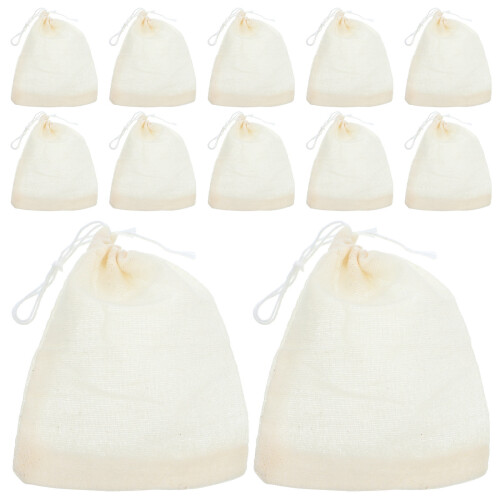 200Pcs Fine Mesh White Cotton Tea Sachets Drawstring Bag for Loose Tea 2
