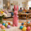 Flocked Standing Easter Bunny Figurine Pink S-5.2 inch 4
