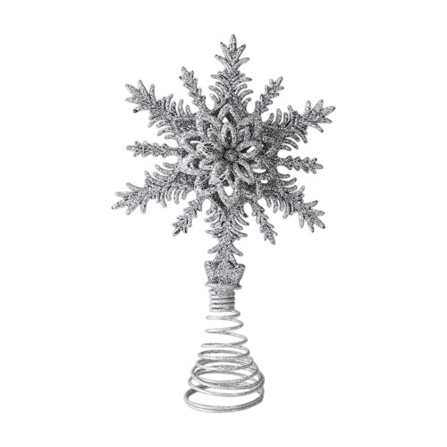 3D Hollow Star Christmas Tree Topper Iron Silver 1