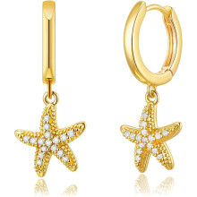 Huggie Earrings for Women 14K Gold Plated Beach Theme