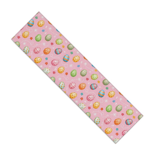 Light Pink Easter Egg Table Runner Faux Linen 13 x 48 in