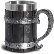 Mug en acier inoxydable 530 ml (18 oz) avec runes vikings nordiques