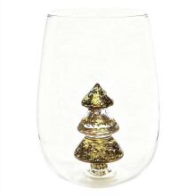 Bicchiere da vino senza stelo a forma di albero di Natale 3D, 500 ml