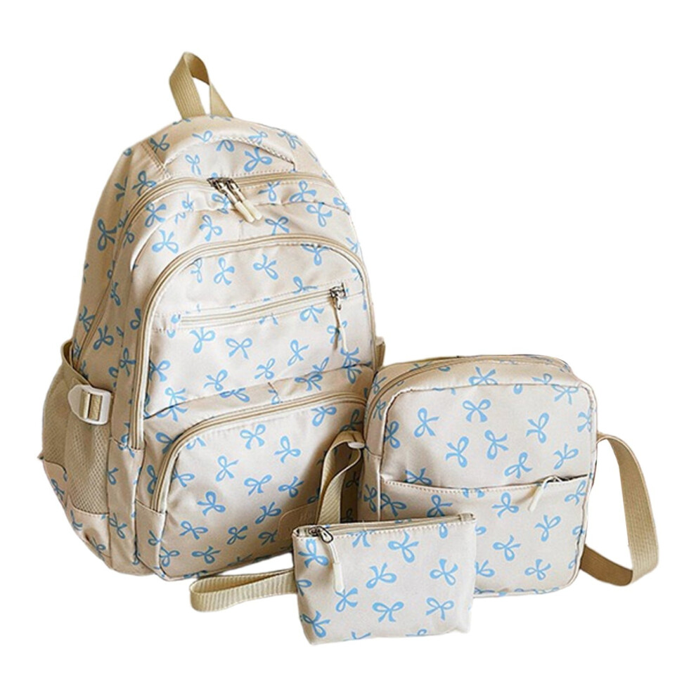 Bow Backpack Set For Women Nylon Laptop Bag 3 Pcs 900223117922