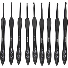 darabos fekete ergonomikus horgolótű készlet 2,0–6,0 mm