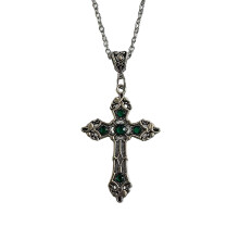 Collana girocollo cristiana con ciondolo a croce in cristallo