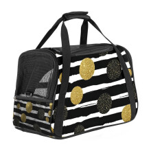 Black and White Striped Polka Dots Portable Dog Carrier Bag & Cozy Cat Carrying Case for Small Pets,Puppy Soft-Sided Pet Travel Bag