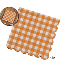 20 szt. pomarańczowych serwetek papierowych w kratkę gingham