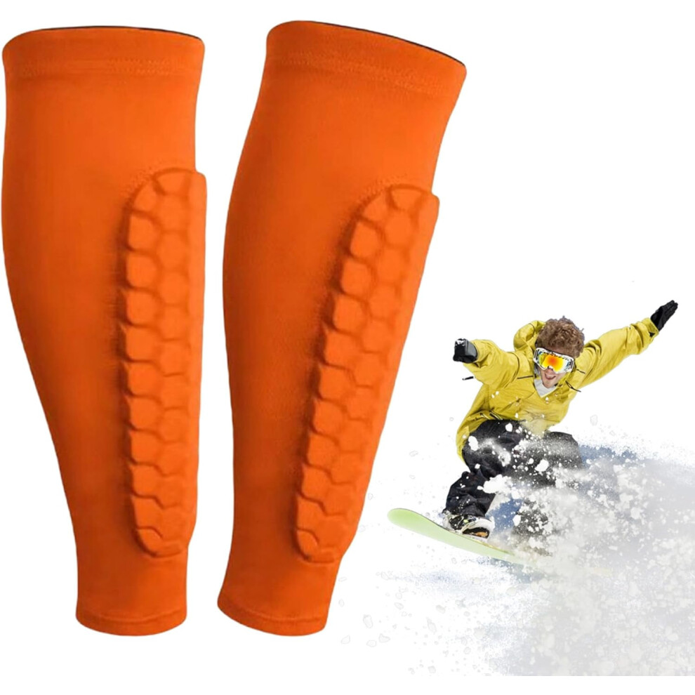 Ski Shin Guards with Honeycomb Padding - Compression Sleeve Shin Protection for Skiing, Distributes Boot Pressure, Multiple Sizes