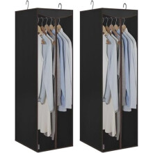 Housses à vêtements suspendues avec fenêtre transparente, lot de 2, noires