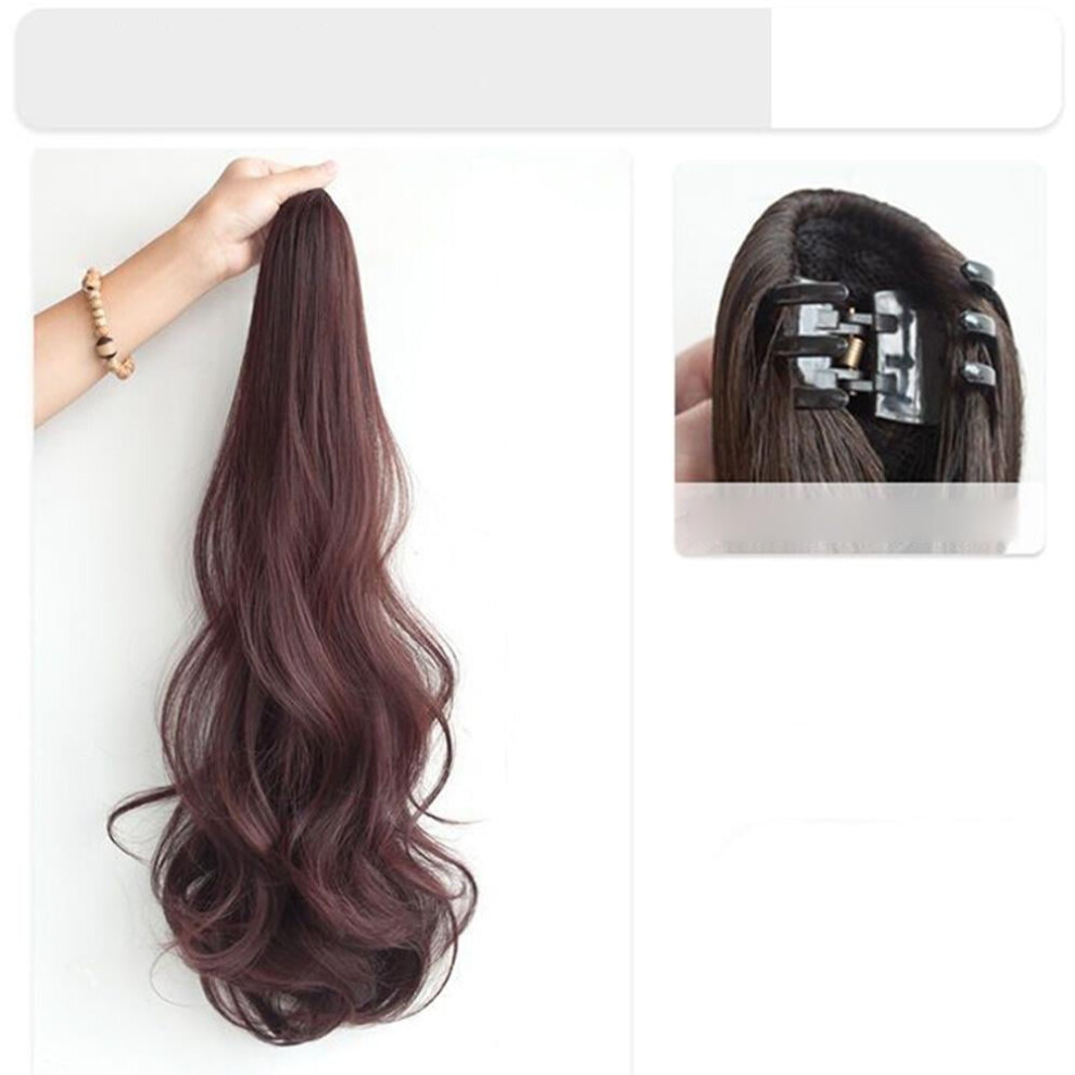 Unisex 55Cm Fashion Synthetic Wigs Claw Clip Natural Curly/Straight Ponytail Grab Wig Women Ponytail Hair Extensions