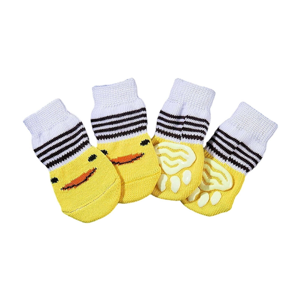 Yellow Anti-Slip Dog Socks&Cat Socks With Rubber Reinforcement, Pet Paw Protector For Hardwood Floors Indoor Wear, L,