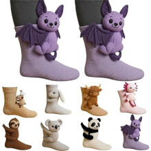 3D-Tierstricksocken aus Baumwolle, Unisex, Paar