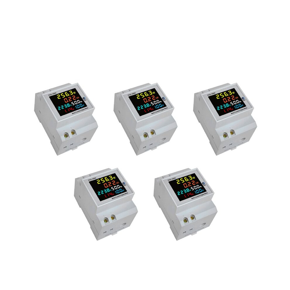 5X Din Rail Ac Monitor 6In1 40-300V 100A Voltage Current Power Factor Active Kwh Electric Frequency Meter 6032015605448