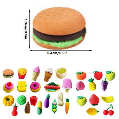 A Group Of 10 Cake Eraser Vegetable Fruit Modeling Eraser 3d Assembly Eraser 1