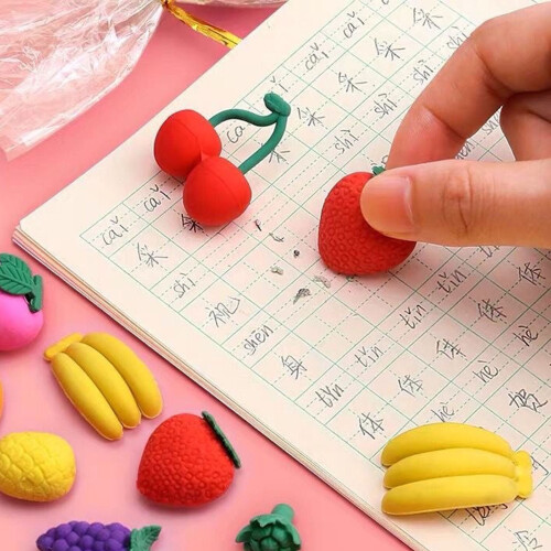 A Group Of 10 Cake Eraser Vegetable Fruit Modeling Eraser 3d Assembly Eraser 2