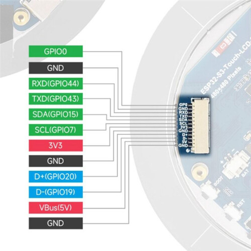 ESP32-S3 2.8inch Capacitive Touch Round Display Development Board, 480x480, Supports WiFi&,ESP32 With Display 2