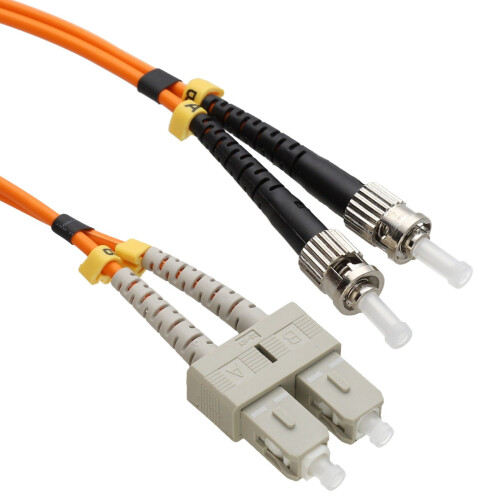 kenable OM2 Orange Fibre Optic ST SC 50 125 Duplex MM Patch LSZH Cable 1m