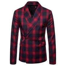 (M,red)Men's single-breasted two-button casual blazer