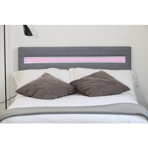 Comfy Living (4ft Small Double, No Mattress) Light Grey Fabric Modern Bed Frame With LED 3ft 4ft 4ft6 5ft 2