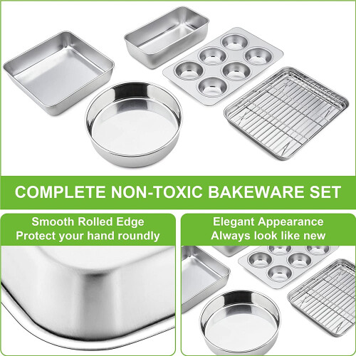 6-Piece Small Toaster Oven Pan Set 2