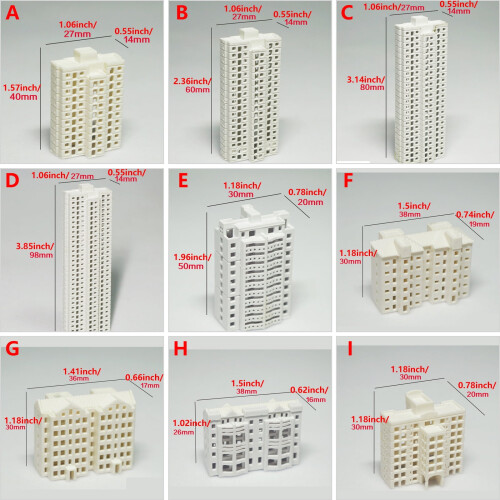 Apartment Building Model Unpainted 1:800 Solid Structure 2