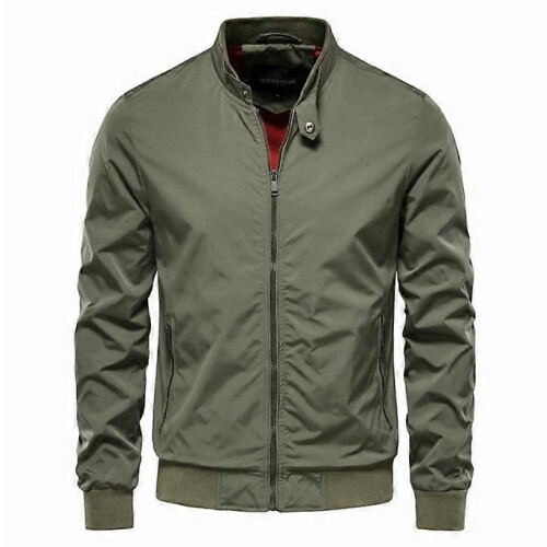 (S,dark green)Men's Jackets-Windproof Bomber Jacket Zip Outwear
