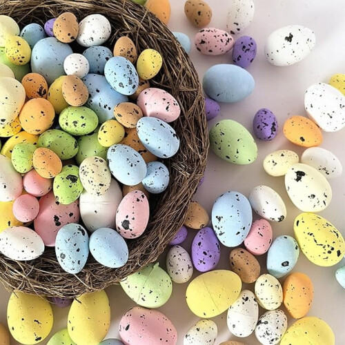 Ovos de Páscoa de espuma em tons pastel com pintas - 200 unidades