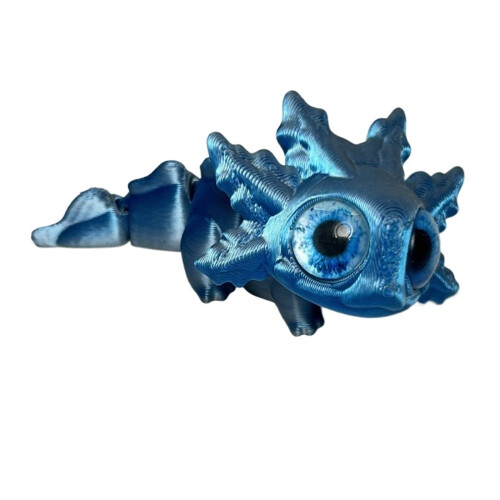 Salamanderfigur 3D-utskriven blå silver 3 st