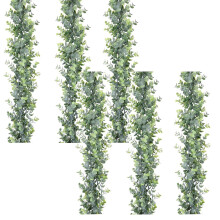 6ft Artificial Green Garland Set – Silk Leaves, 3 pcs