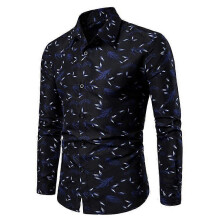 (S,blue)Men's Long Sleeve Shirts Casual Print Button Up Shirts
