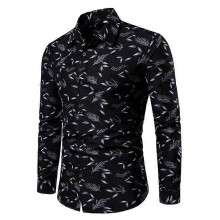 (L,black)Men's Long Sleeve Shirts Casual Print Button Up Shirts