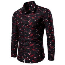 (XL,red)Men's Long Sleeve Shirts Casual Print Button Up Shirts