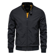 (S,black)Men's Jackets-Windproof Bomber Jacket Zip Outwear