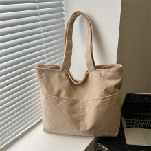 Bolso tote de pana para mujer, color caqui, 45x32cm