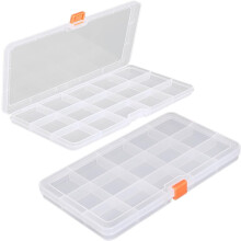Caixa de armazenamento de miçangas transparente, de plástico, com 15 compartimentos (2 unidades).