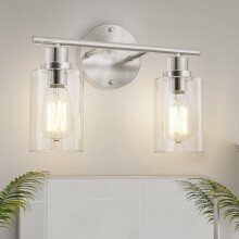 Applique murale de salle de bain en nickel brossé, culot E26, 2 lampes