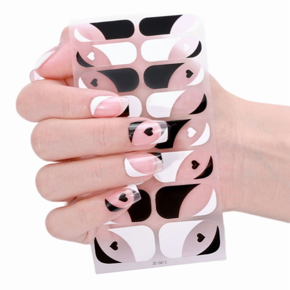 Glitter Nail Wraps French Tip Design 24 pcs