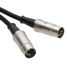 Professional MIDI 5 Pin DIN Cable FULLY WIRED Braided Cable SHIELDED 3m Black