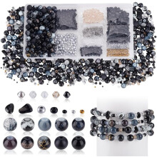 Kit de perles de verre pour la création de bijoux, 1200 pièces, 4-8,5 mm, 22 pièces