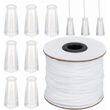 Cordão de cortina de nylon de 2 mm, 50 m, com 10 borlas transparentes para persianas.