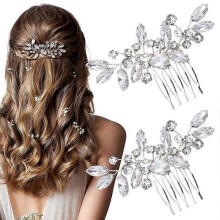 2PCS Silver Rhinestone Hair Combs, Clear Rhinestones Metal Bridal Hair Comb