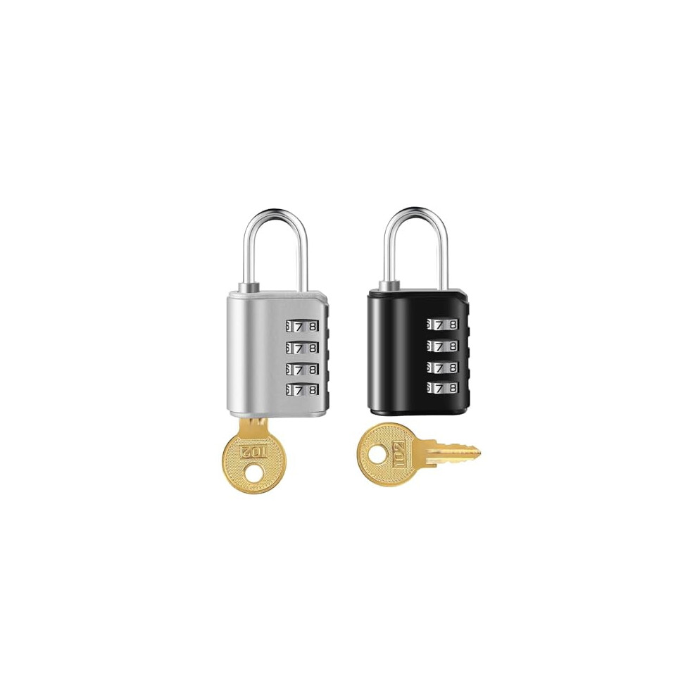 2-Piece 4-Digit Resettable Waterproof Padlock With Key & Code, Compatible With Suitcase, Toolbox, Fence, Garage, School, Gym Lockers 9426043313975