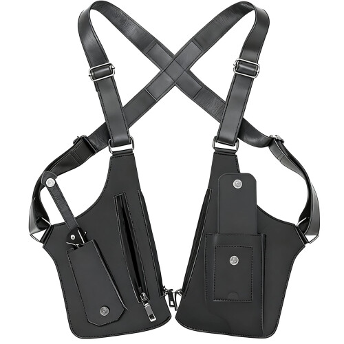 Bolsa antifurto masculina para axila, em tecido Oxford preto, 27,4 x 15,5 cm (10,8 x 6,1 polegadas).