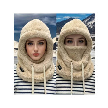 Verdikte pluche winterbalaclava met trekkoord