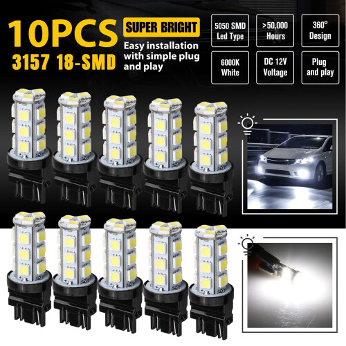 LED-achterlichtlampjes 3157/3156 10 stuks wit