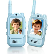 Walkie Talkie giocattolo ricaricabili, confezione da 2 con 4 effetti vocali