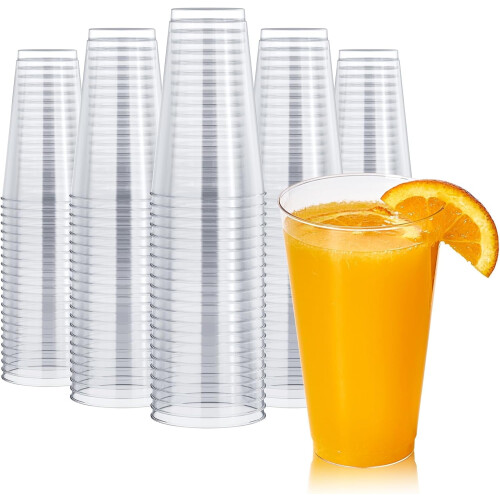 Pahare transparente din plastic, 16 oz, rezistente, pachet de 250