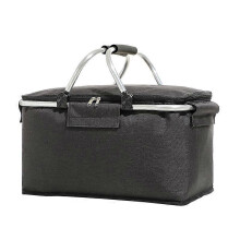 (Black) Foldable Picnic Basket Insulated Picnic Basket