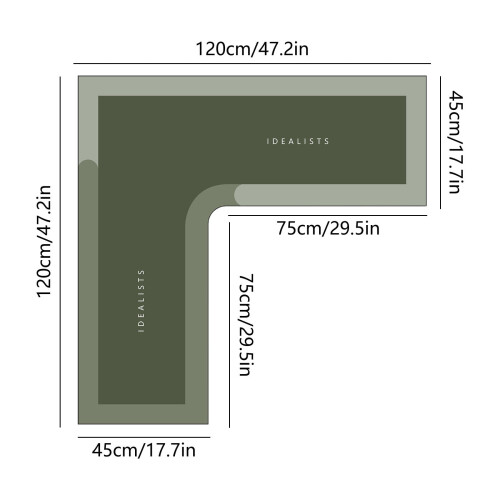L-Shaped Kitchen Rug Dark Grey 120x75cm 2